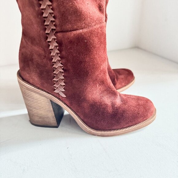 UGG Tall Suede Block Heel Winter Boots 6 - Picture 3 of 9